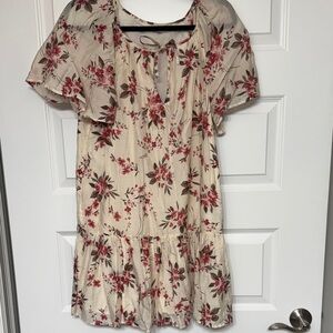 Abercrombie & Fitch Floral Cream and Red Dress